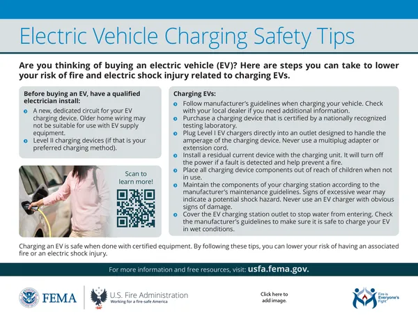 Electric vehicle fire safety flyer
