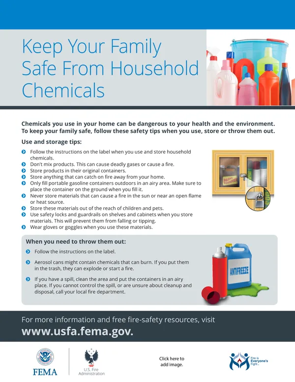 keep your family safe from household chemicals flyer