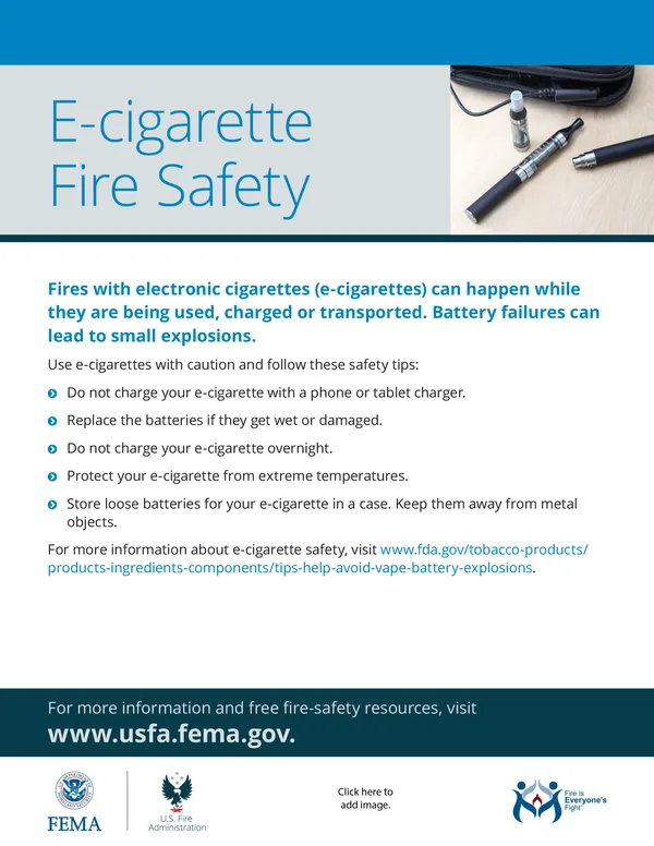 e-cigarette fire safety flyer