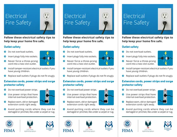 electrical fire safety card - front
