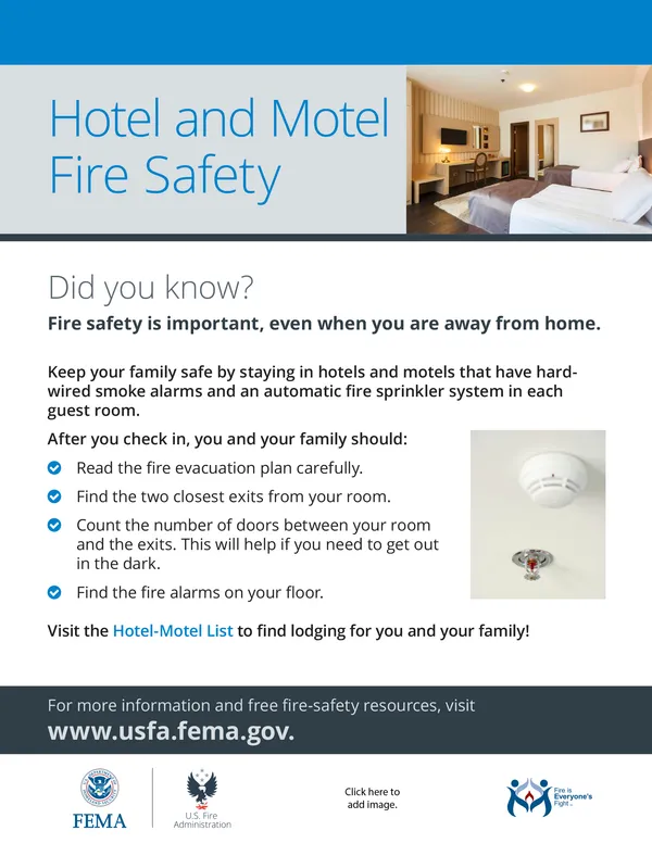 hotel and motel fire safety flyer