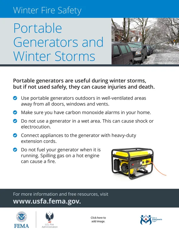 handout: portable generators and winter storms