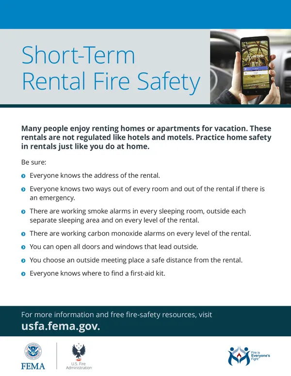 Short-term rental fire safety flyer