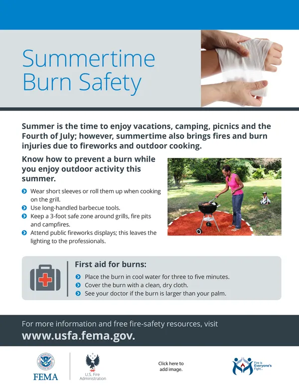 summertime burn safety flyer