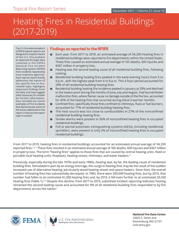 Heating Fires in Residential Buildings (2017-2019)