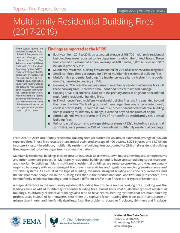 Multifamily Residential Building Fires (2017-2019)