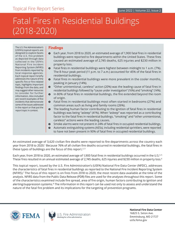 Fatal Fires in Residential Buildings (2018-2020)