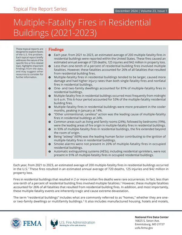 Multiple-Fatality Fires in Residential Buildings (2021-2023)