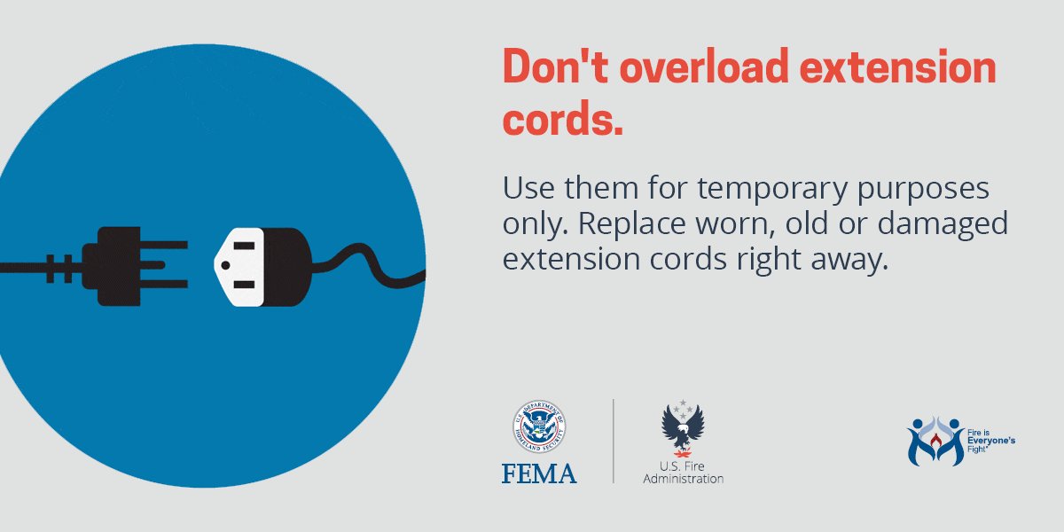 social card: don't overload extension cords