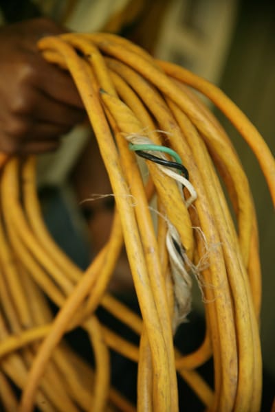 frayed electrical cord