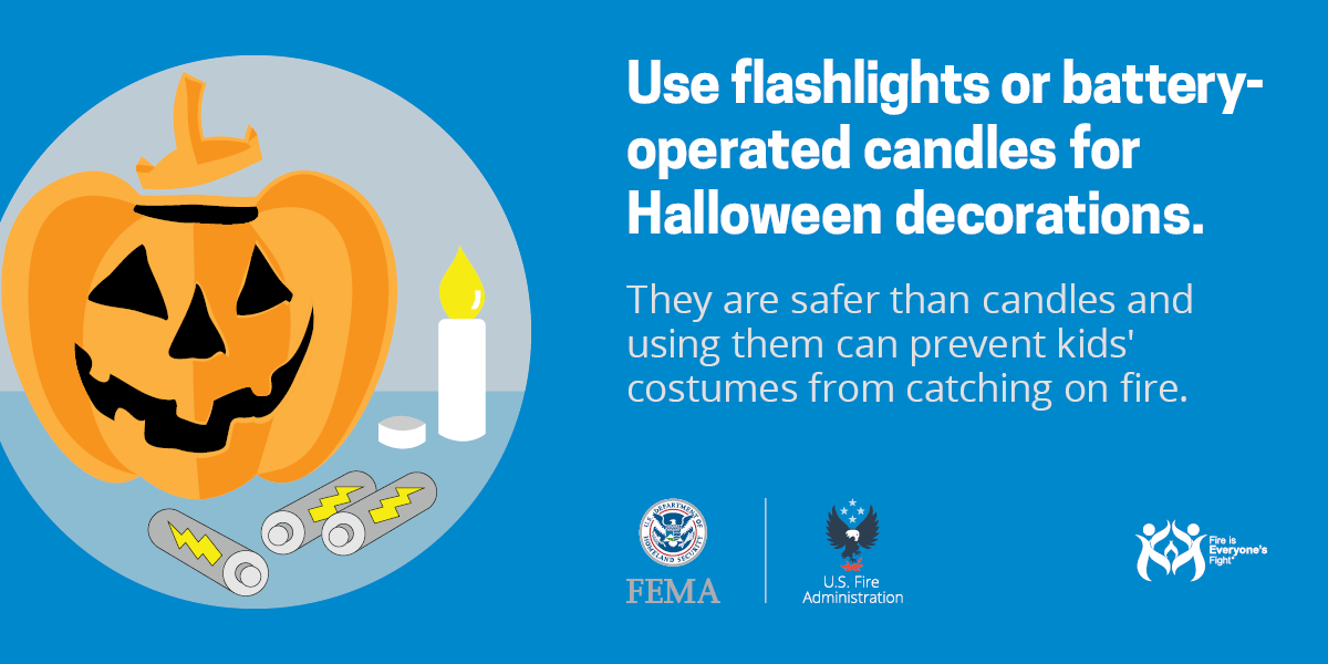 social card: use flashlights or battery-operated candles for Halloween decorations
