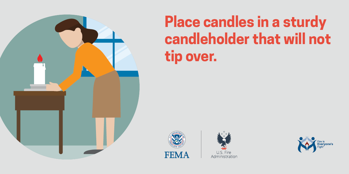 social card: place candles in a sturdy candleholder that will not tip over