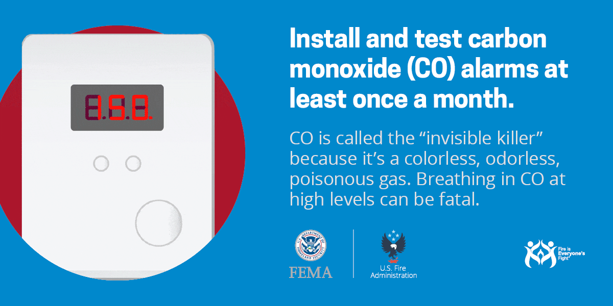 social card: install and test carbon monoxide alarms at least once a month