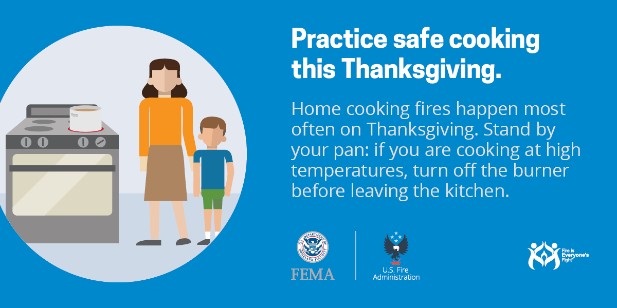 social card: practice safe cooking this Thanksgiving