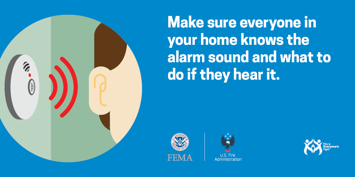 social card: make sure everyone in your home knows the alarm sound and what to do if they hear it