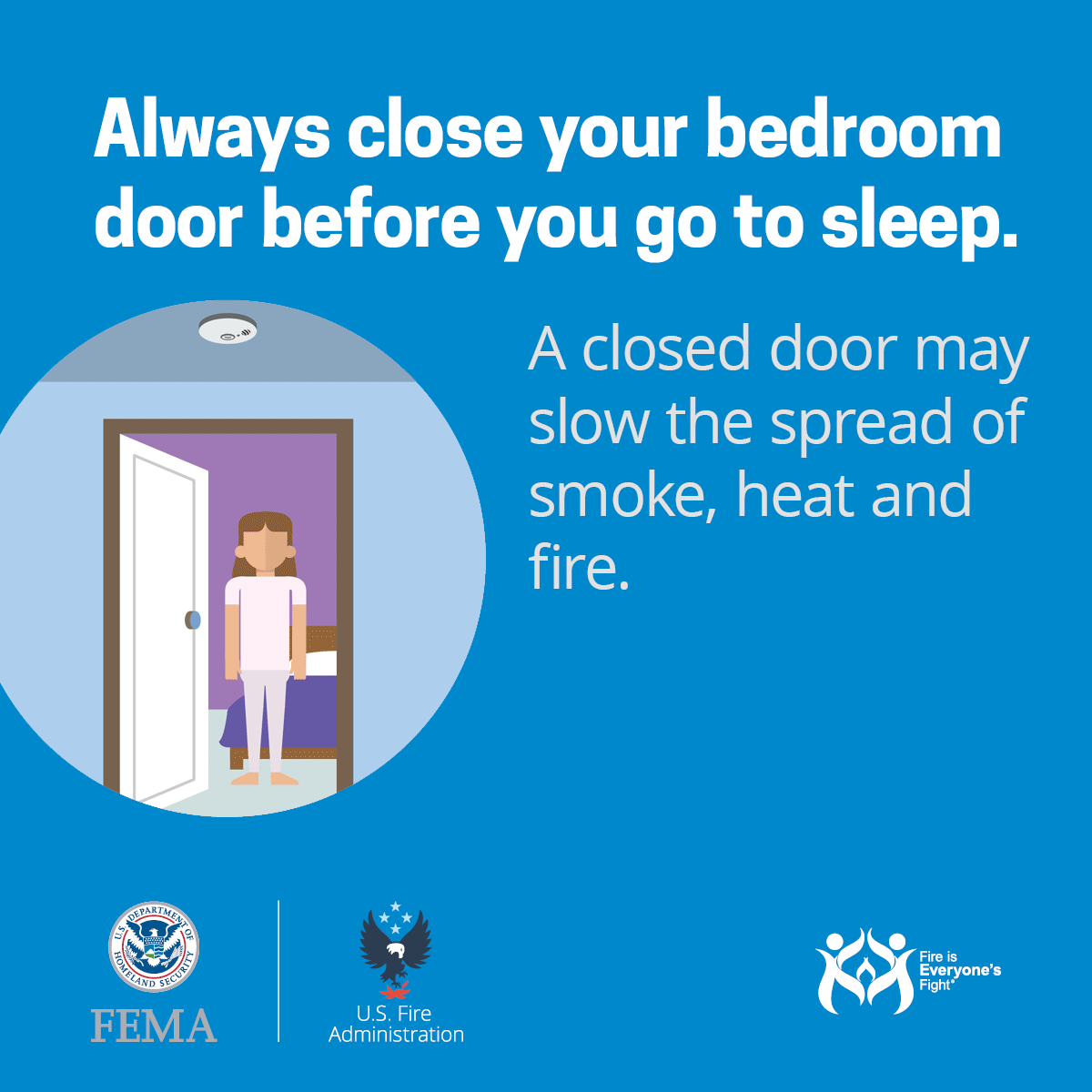 social card: Always close your bedroom door before you go to sleep.