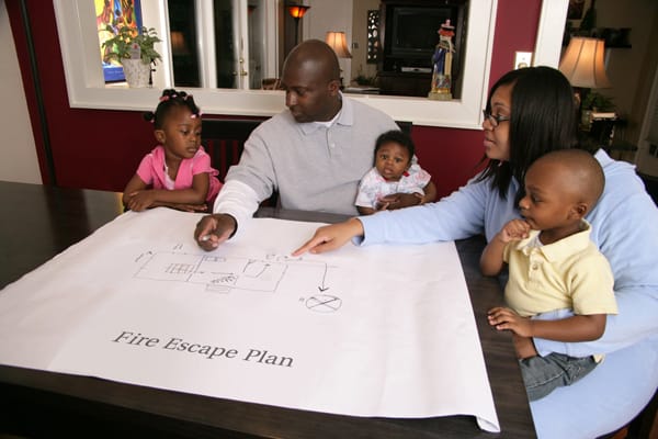 family making a fire escape plan