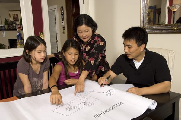 family making a fire escape plan