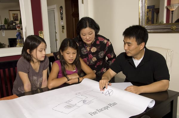 family making a fire escape plan