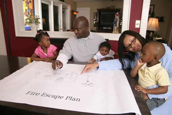 family making a fire escape plan