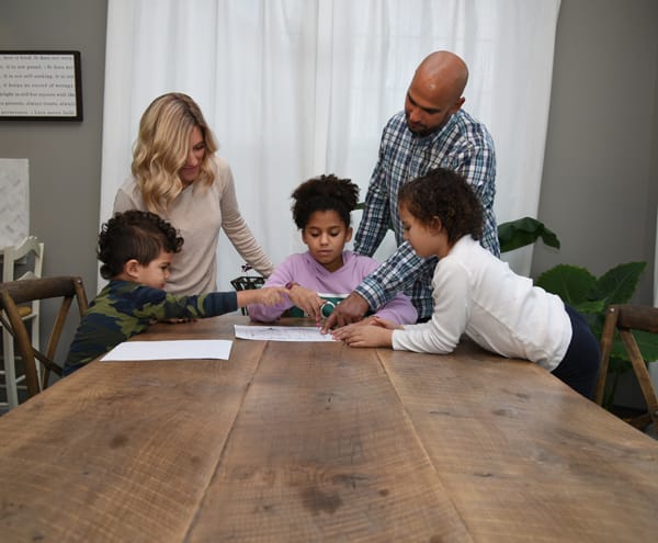 family making a fire escape plan