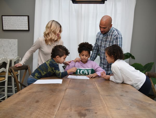 family making a fire escape plan