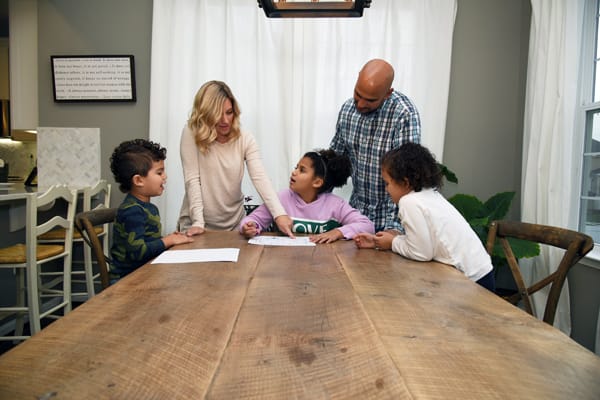 family making a fire escape plan