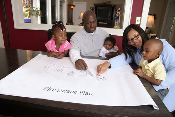 family making a fire escape plan