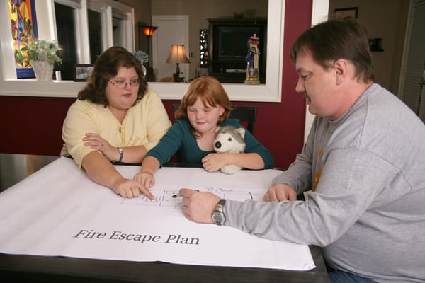 family making a fire escape plan
