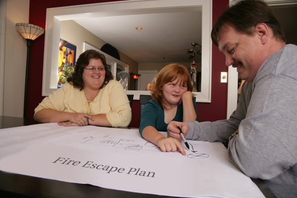 family making a fire escape plan