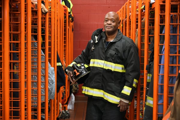 firefighter with bunker gear on