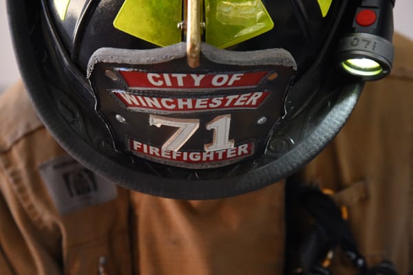 firefighter with helmet on