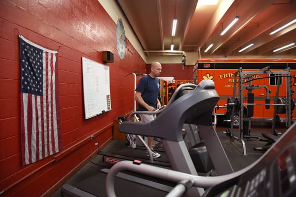 firefighter on treadmill