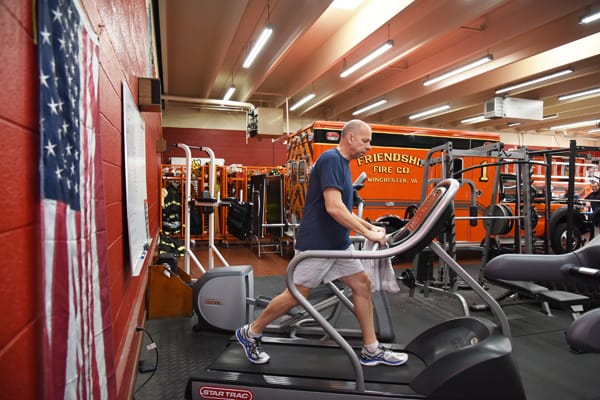 firefighter on treadmill