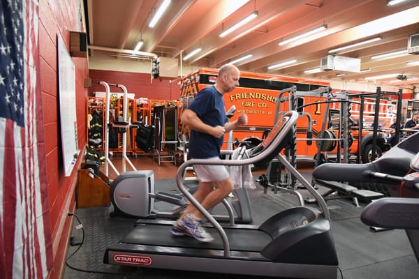 firefighter on treadmill