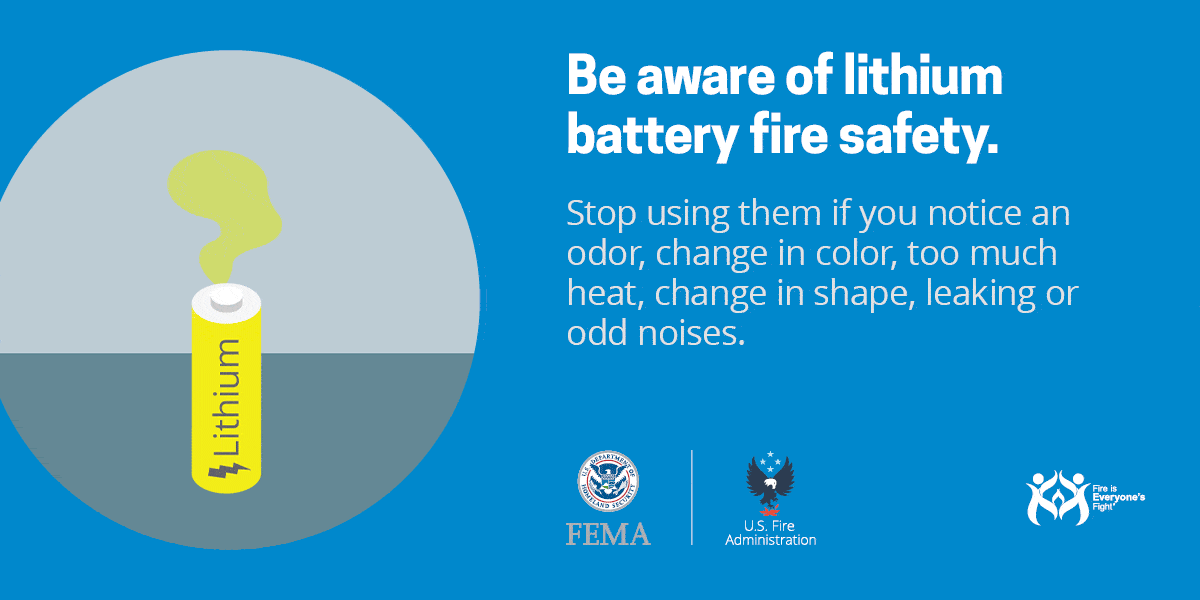 social media card: be aware of lithium battery fire safety