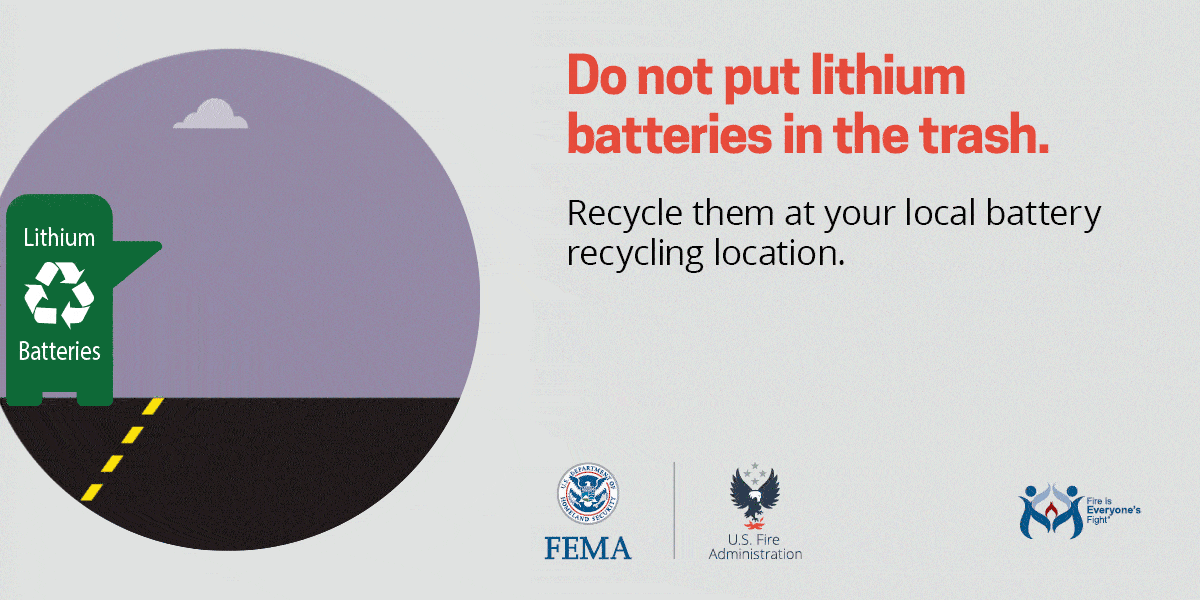 social card: don't throw lithium batteries in the trash