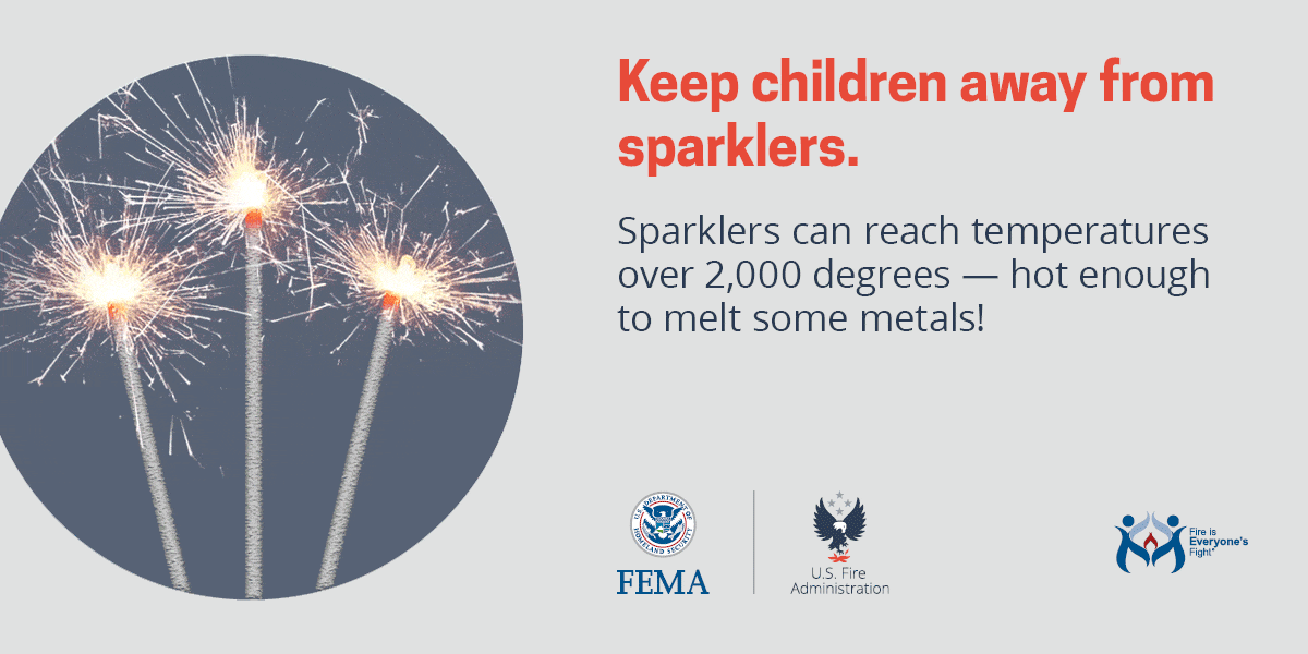 social card: keep children away from sparklers