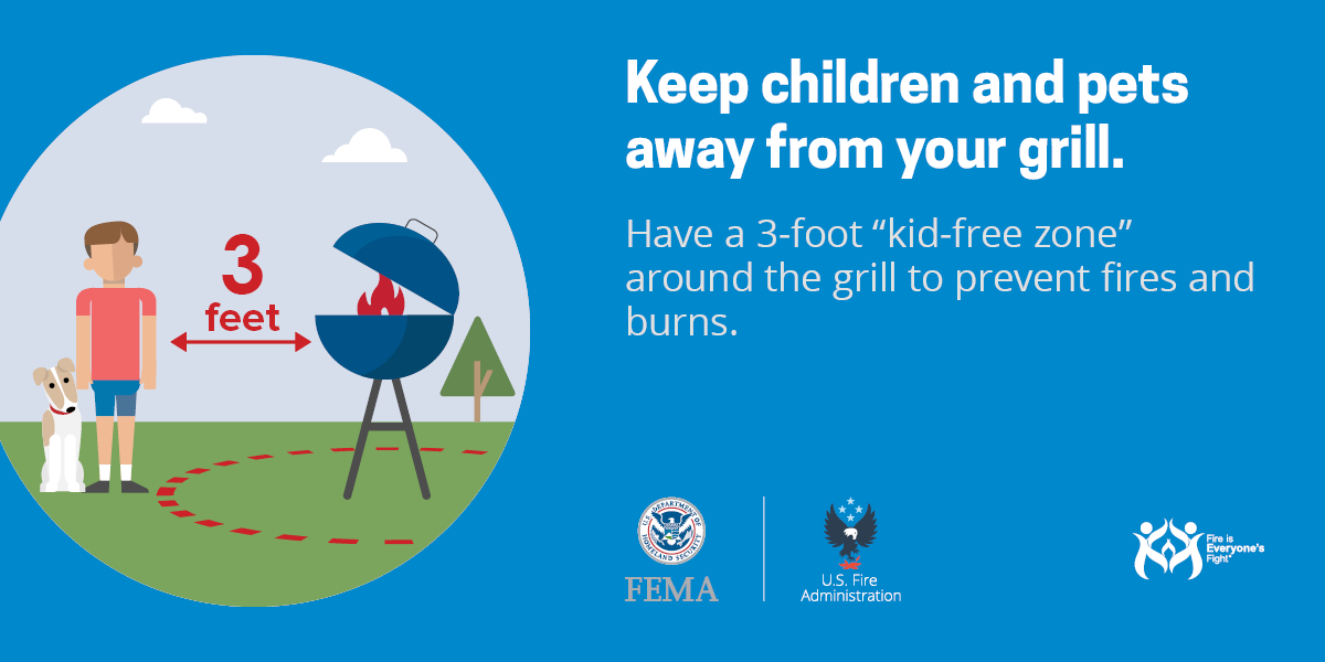 outdoor social card: keep children and pets away from your grill