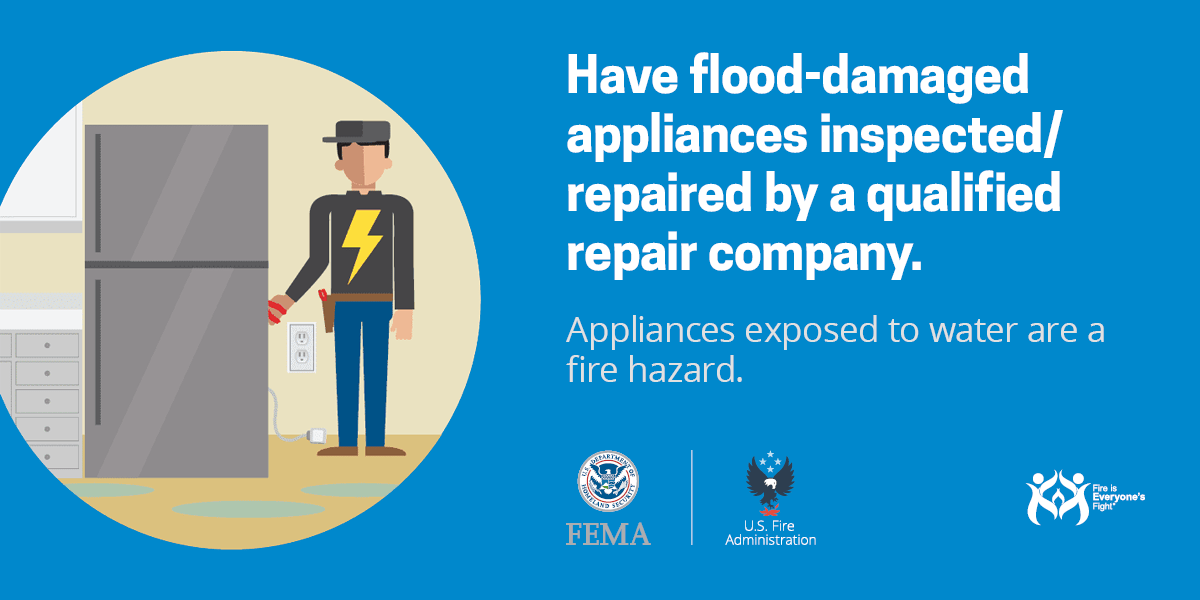 social card: have flood-damaged appliances repaired by a qualified repair company