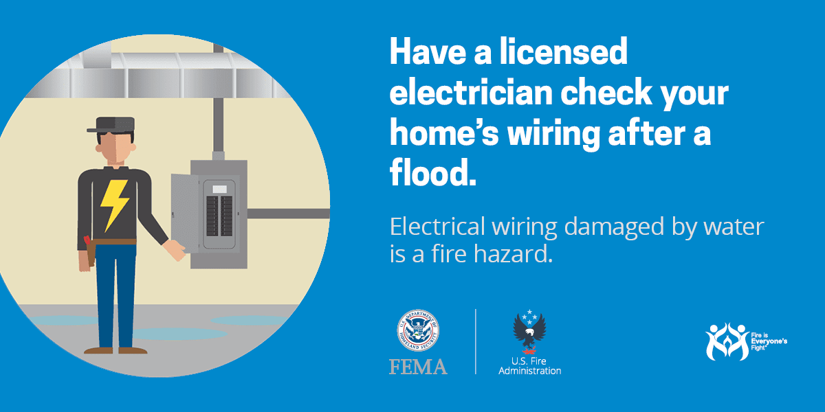 social card: have a licensed electrician check your home's wiring after a flood
