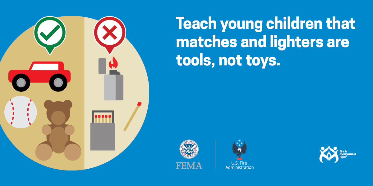 social card: teach young children that matches and lighters are not toys