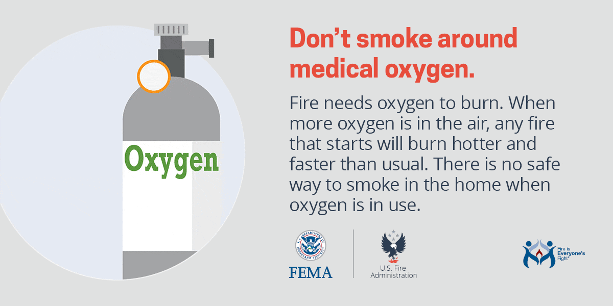 social card: don't smoke around medical oxygen