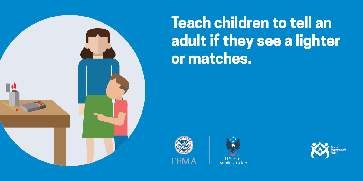 social card: teach children to tell an adult if they see a lighter or matches