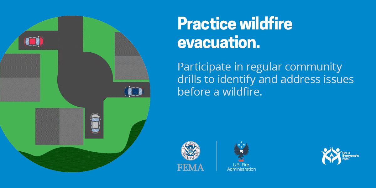 social card: participate in community wildfire evacuation drills