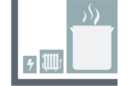 icons showing electric, heating and cooking causes