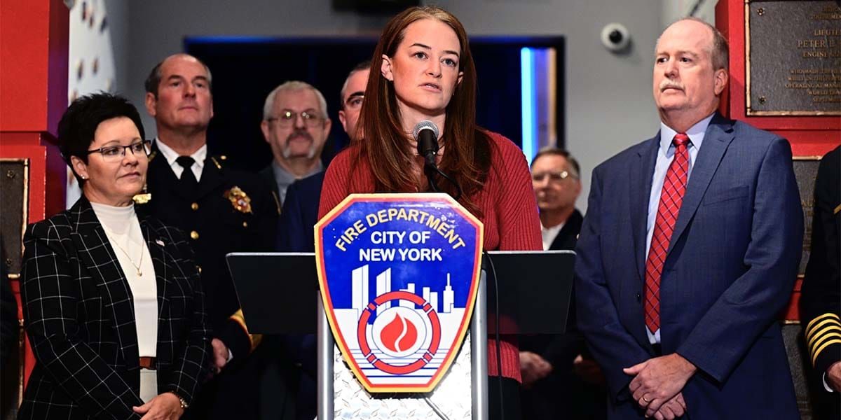 FDNY Commissioner Laura Kavanagh, along with Dr. Moore-Merrell and other national, state and local fire safety leaders honor those lost to the Twin Parks fire.