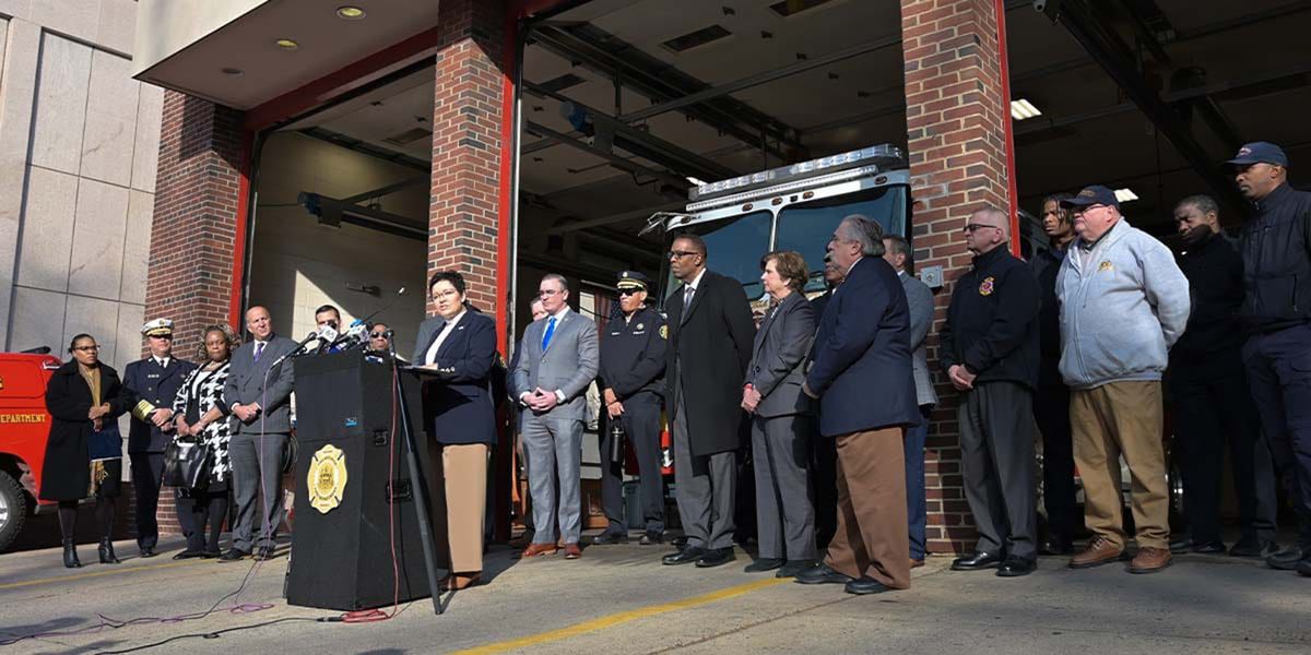 Dr. Moore-Merrell and members of the Philadelphia Fire Department after today's press event in Philadelphia.