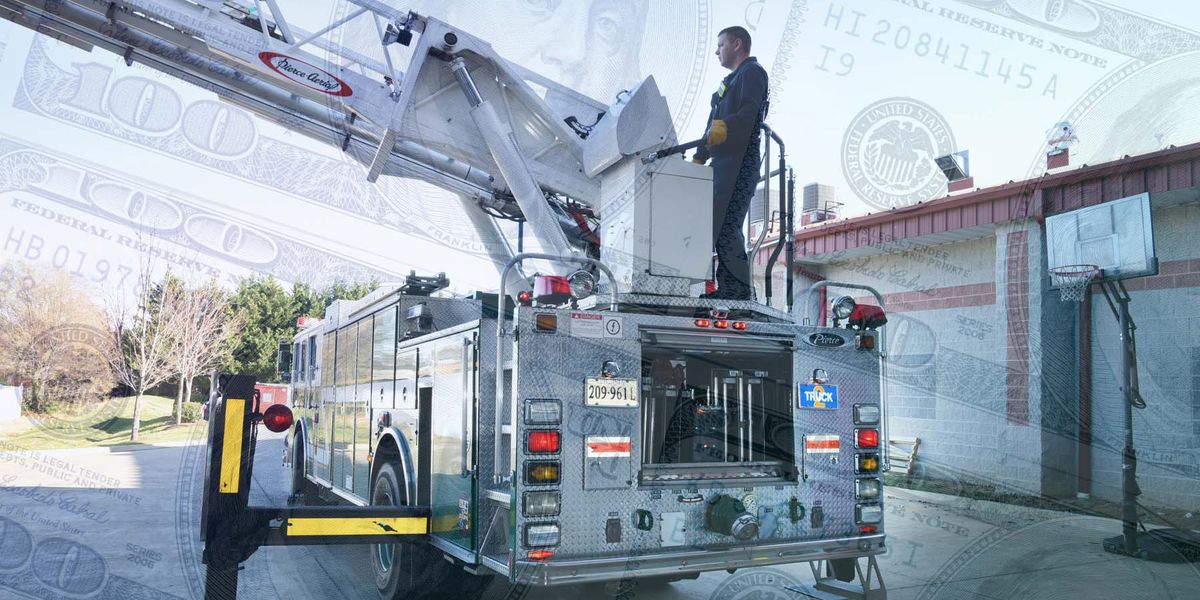 Aerial ladder truck with money