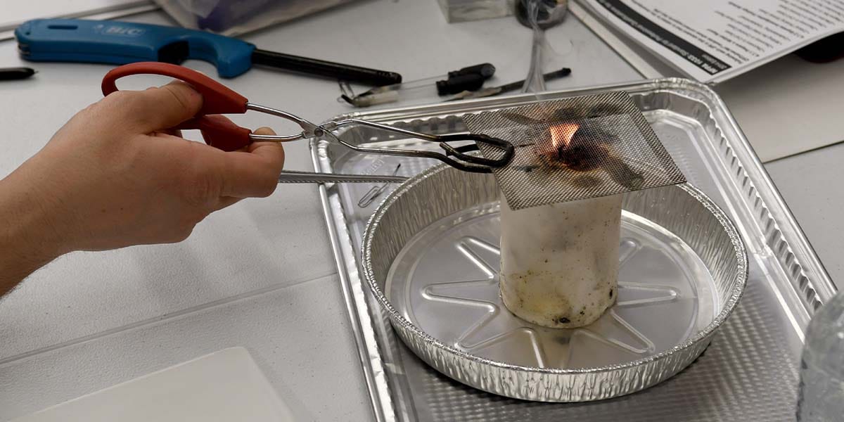 students conducting experiments in the Burn Lab